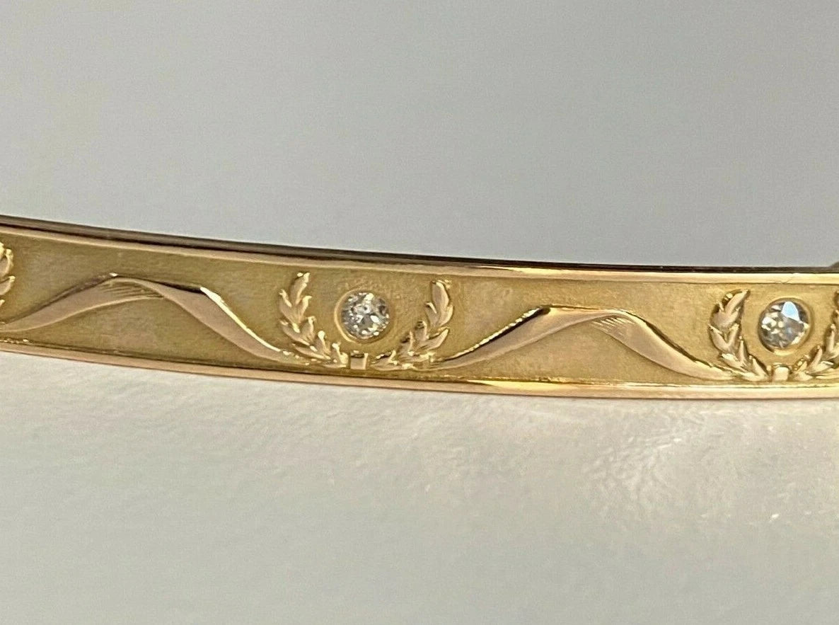 Art Deco 14K Yellow Gold & Diamond Brooch 59mm