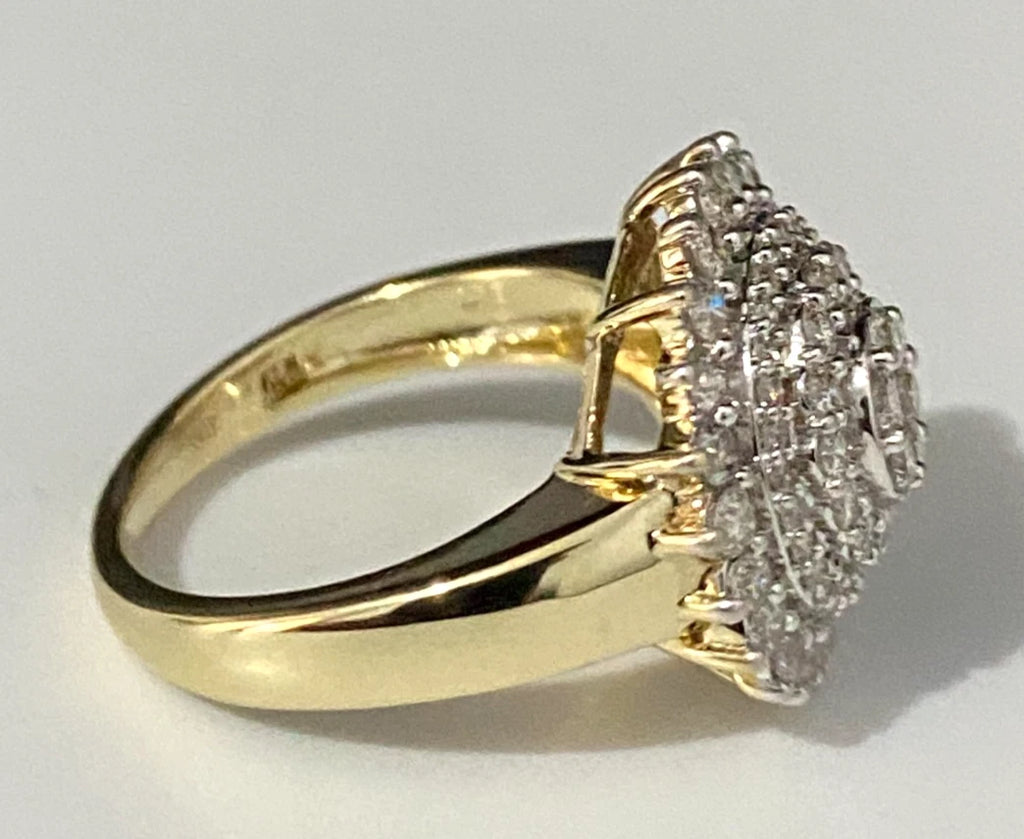 9K Yellow Gold & 1.0CT Diamond Cluster Ring Size O - 7 1/4