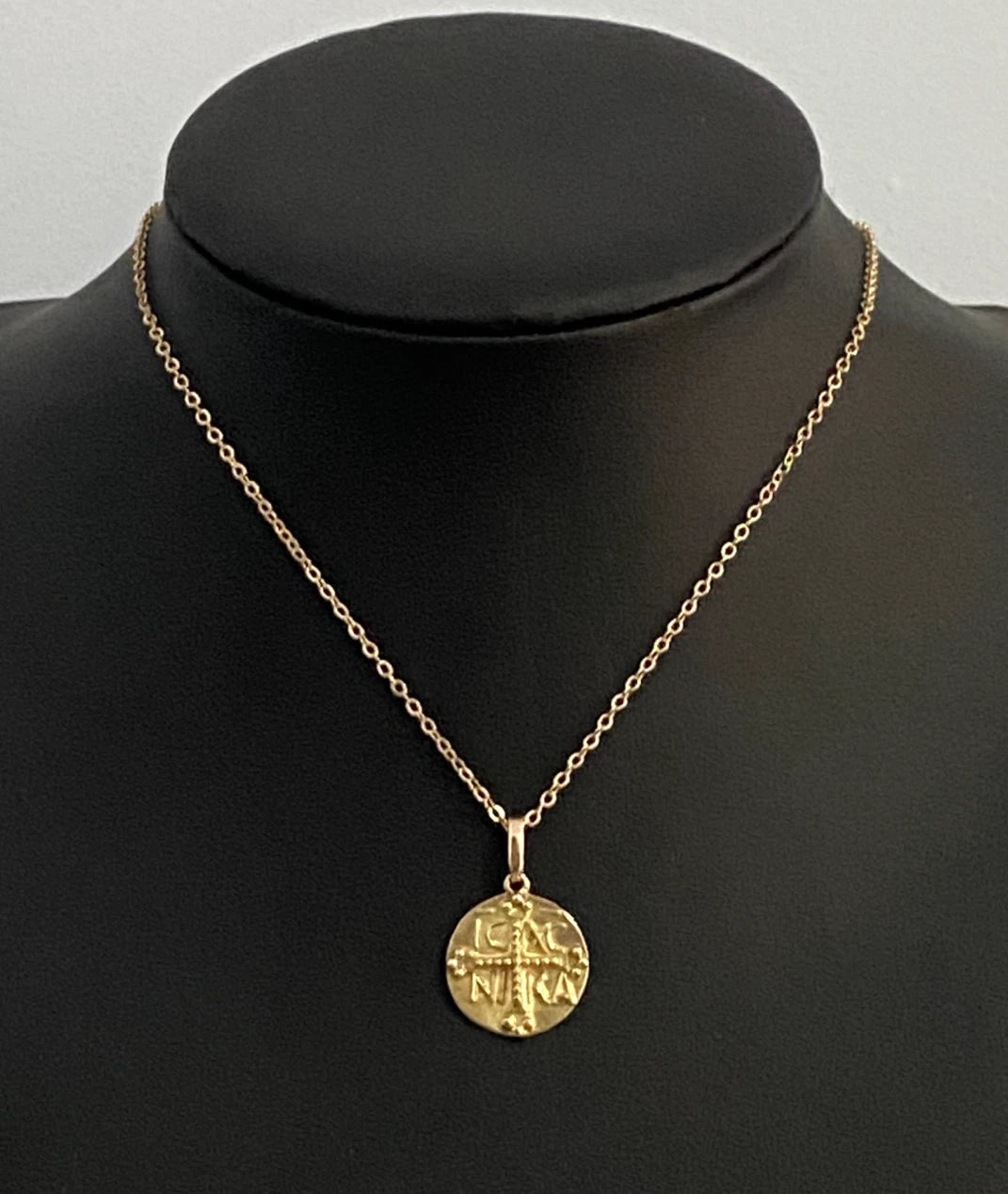 14K Yellow Gold Christogram Symbol IC XC NIKA Jesus Christ Conque Pendant