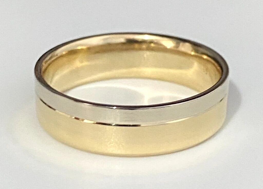 14K Two Color Gold Wedding Band Ring Size S - 9 1/8