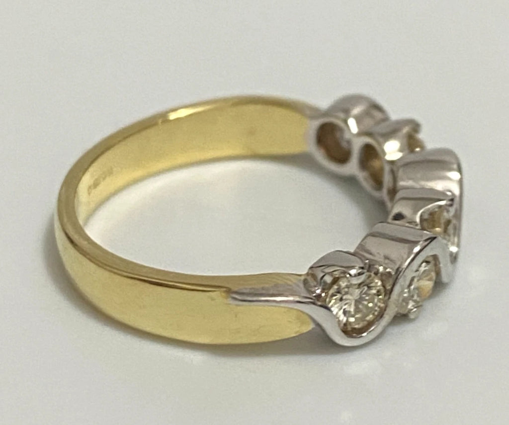 18K Yellow Gold 0.65CT Diamond Eternity Swirl Design Ring Size K - (US 5.25)