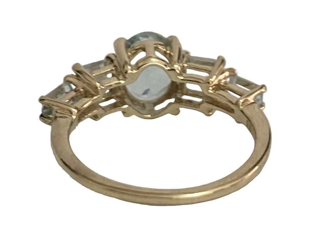 9K Yellow Gold & 1.84CT Aquamarine Five Stone Ring - Size L (US 5.75)