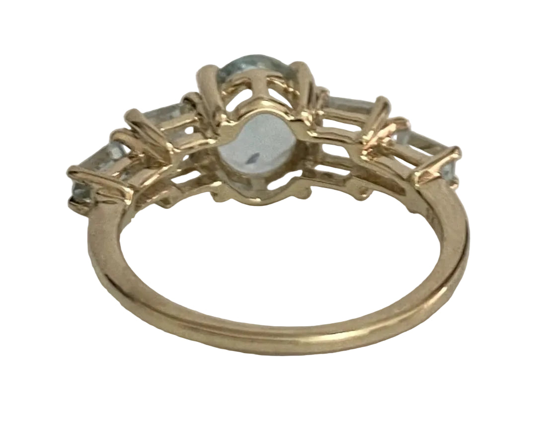 9K Yellow Gold & 1.84CT Aquamarine Five Stone Ring - Size L (US 5.75)