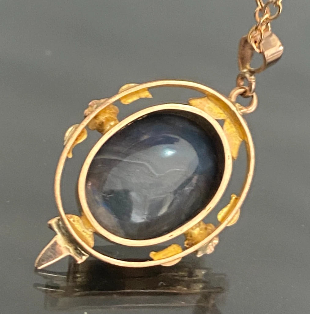 Art Deco 9K Yellow Gold Opal Doublet Pendant