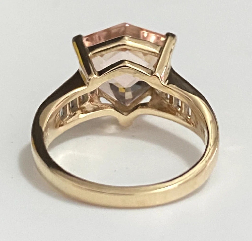 9ct Yellow Gold with 4.53CT Morganite Ring Size N (US 6.75)