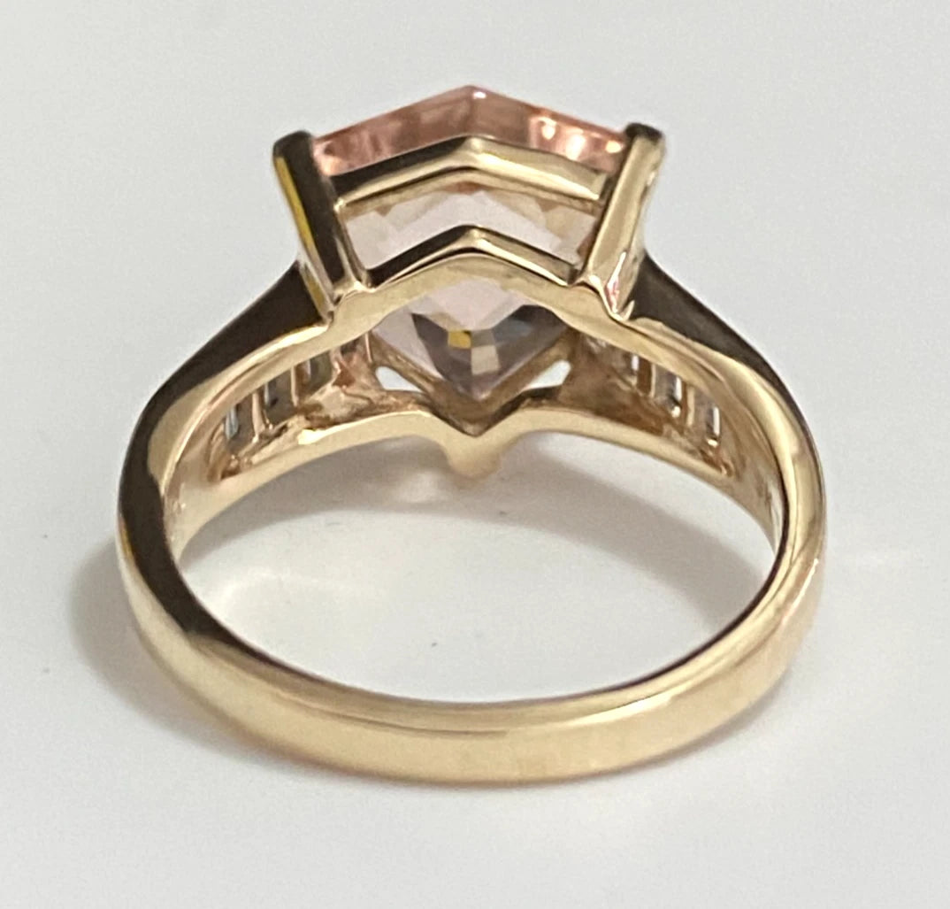 9ct Yellow Gold with 4.53CT Morganite Ring Size N (US 6.75)
