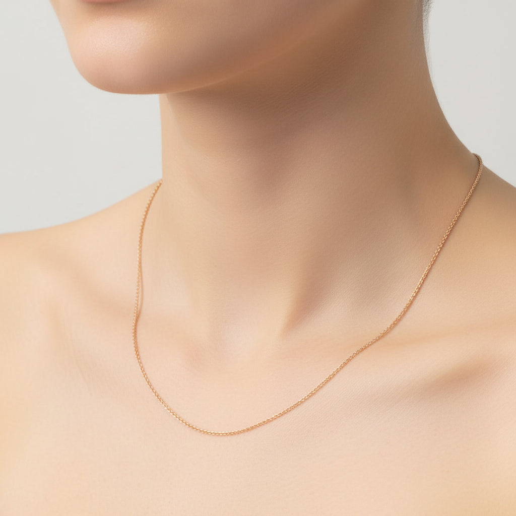 Vintage 9K Rose Gold Cable Link Chain Necklace 42cm