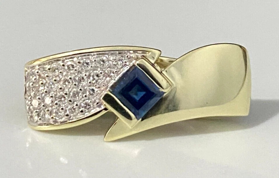 14K Yellow Gold W/ Sapphire & 0.24CT Diamond Pave Set Pendant