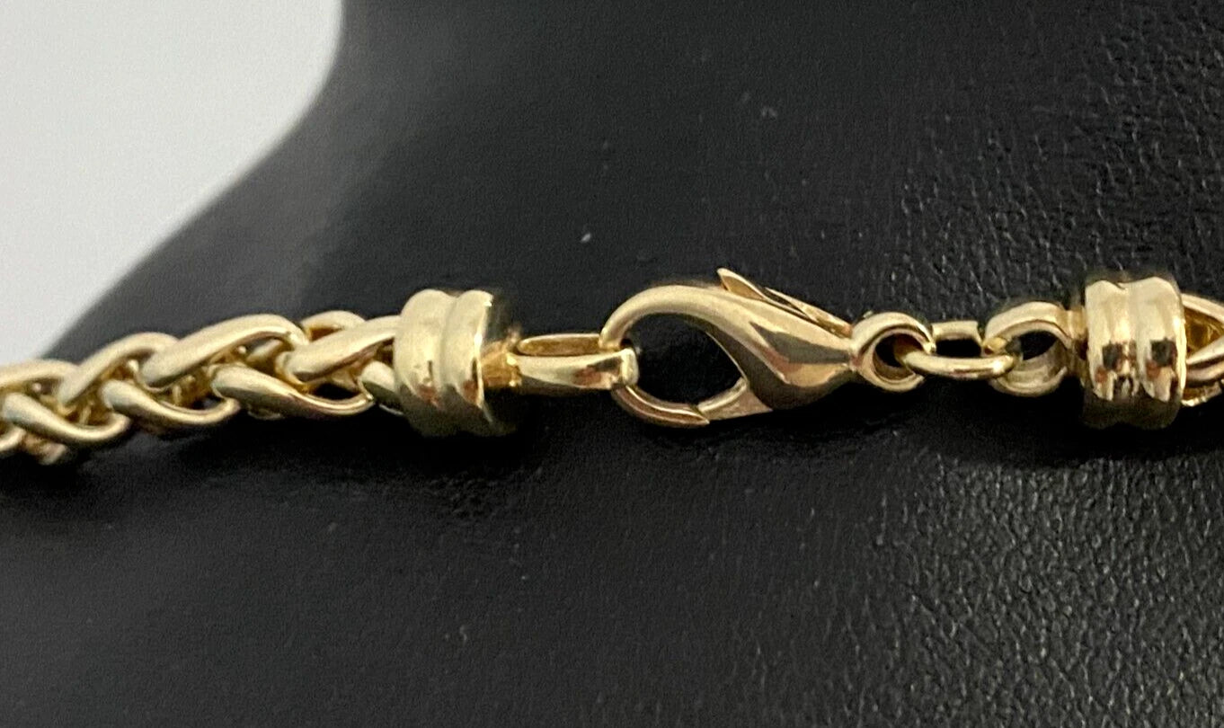 9K Yellow Gold Wheat Link Chain Necklace 41cm Long