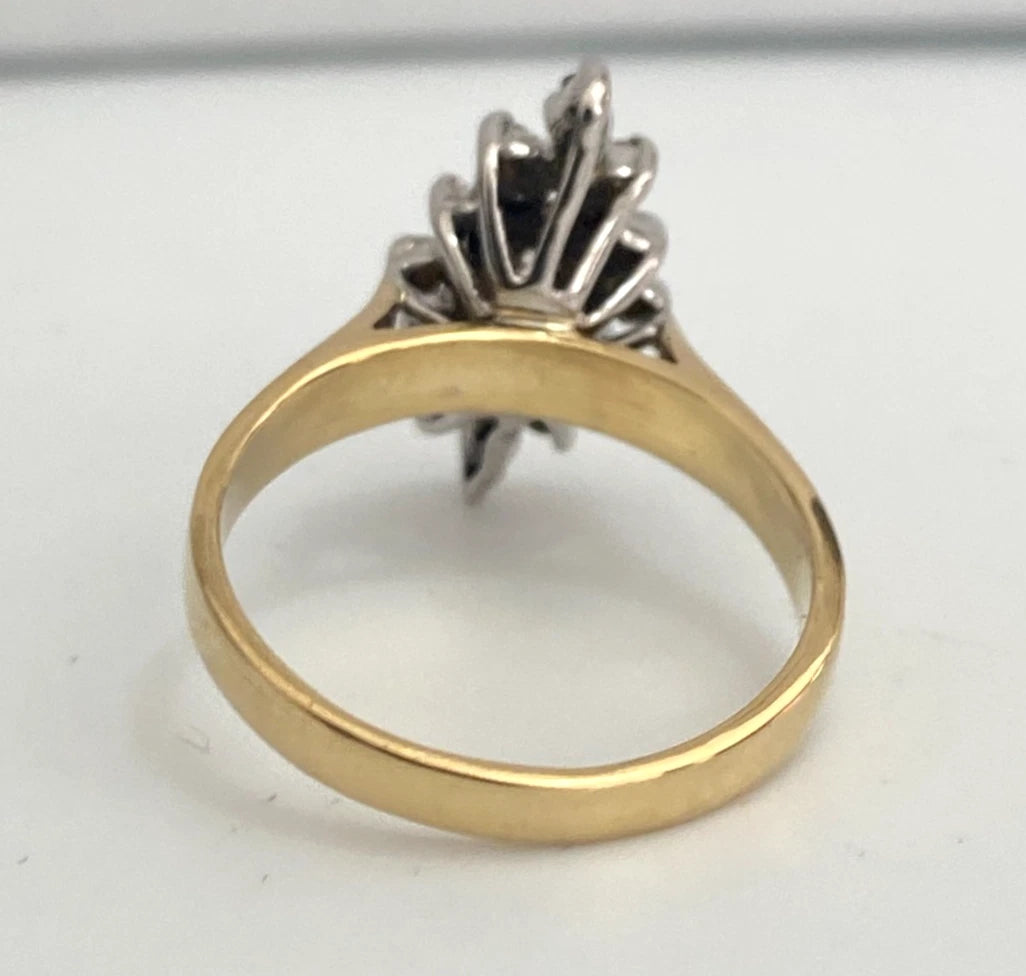 Vintage 18K Yellow Gold & Diamond Cluster Ring Size K (US 5.25)