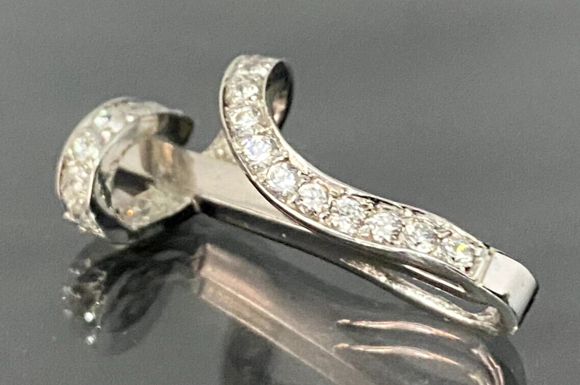 9K White Gold & Cubic Zirconia Swirl Bar Pendant