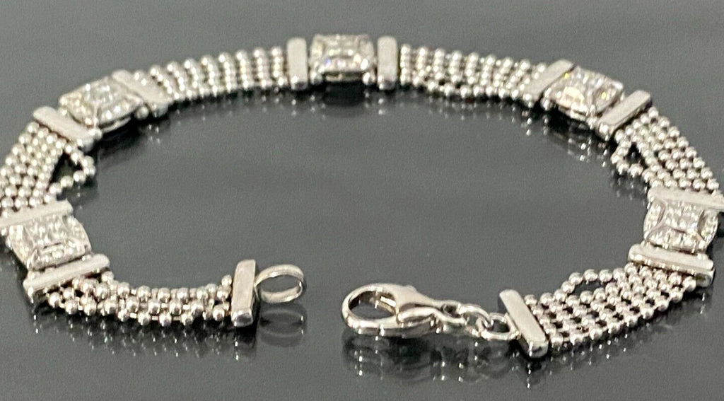 18K White Gold & 1.0CT Diamond Bracelet 20cm Long