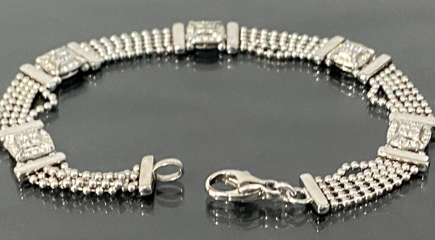 18K White Gold & 1.0CT Diamond Bracelet 20cm Long