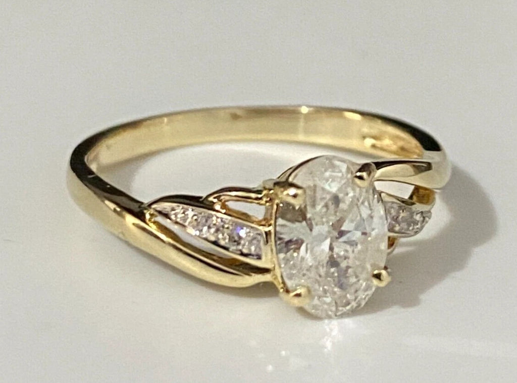 9K Yellow Gold & 1.0CT Diamond Single Stone Ring Size O - 7