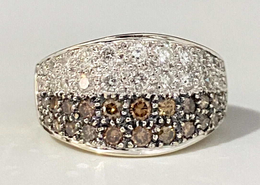 18K Yellow Gold & 1.20CT Diamond Pave Set Dress Ring Size N 1/2 - 6 3/4