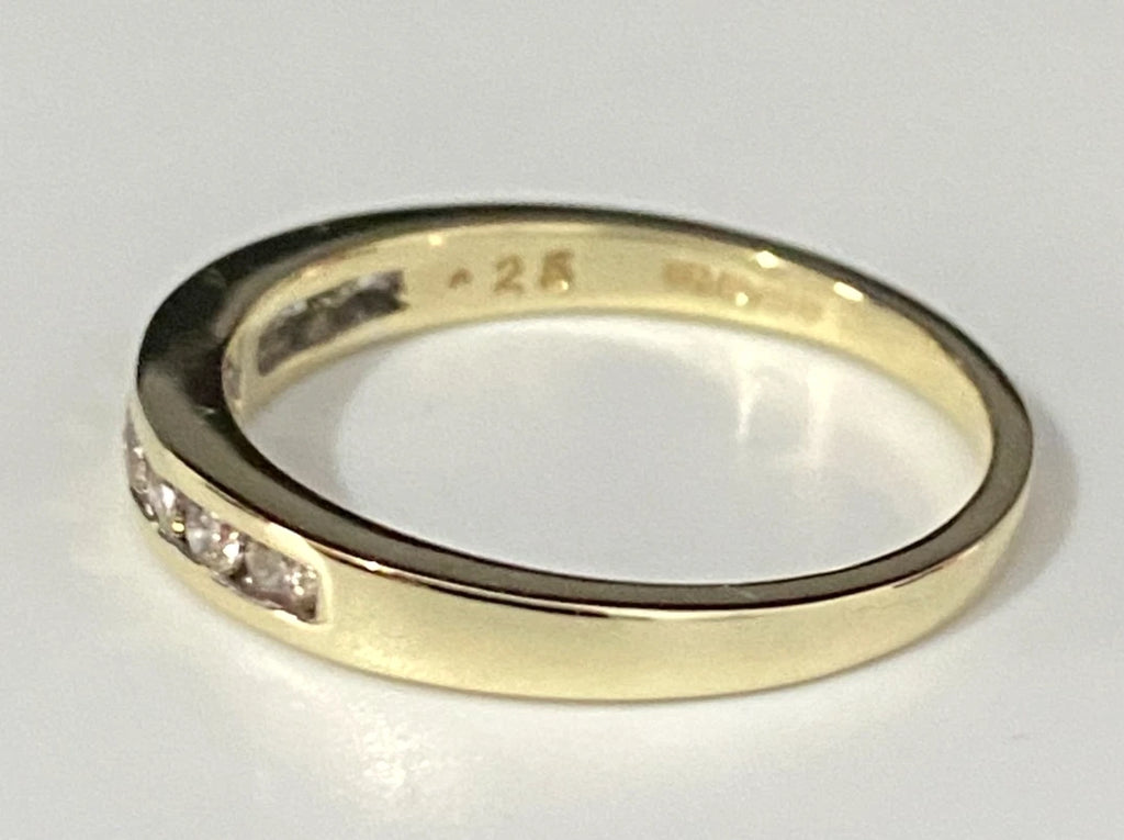 9K Yellow Gold & 0.25CT Diamond Channel Set Wedding Band Ring Size M - 6 1/4