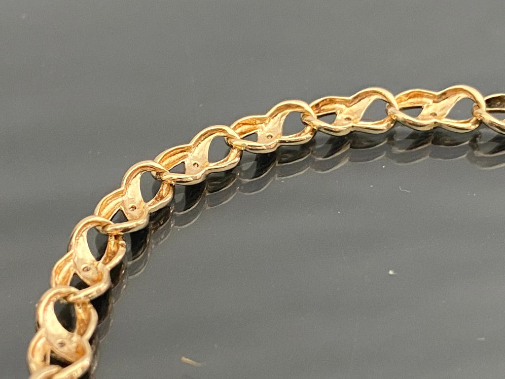 9K Yellow Gold Diamond Infinity Bracelet 20cm Long