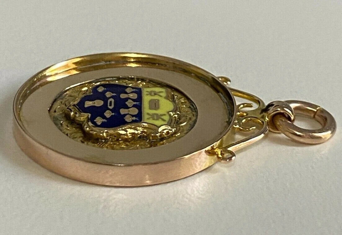 9K Rose Gold & Enamel Fob Medal - Circa 1920's
