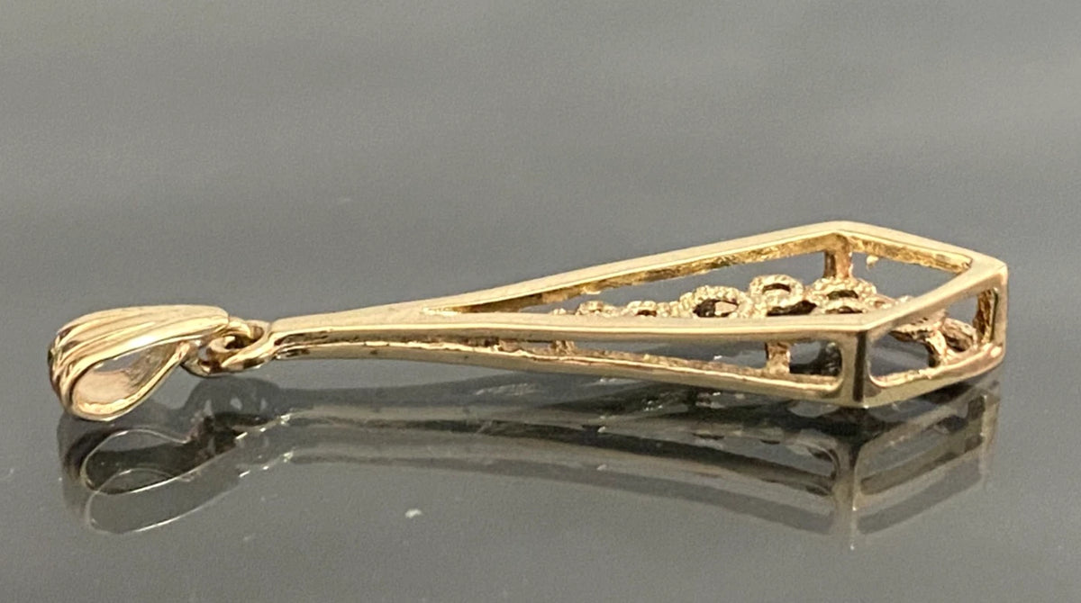 9K Yellow Gold Openwork Filigree Drop pendant - Vintage Jewellery