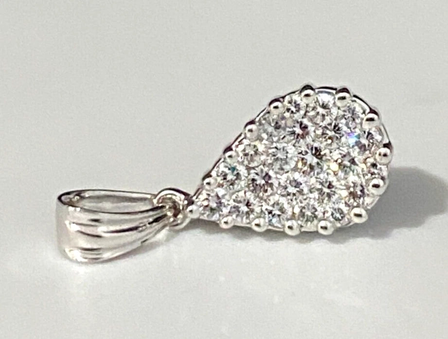 18K White Gold W/ 0.44CT Brilliant Diamond Pear Shape Pendant