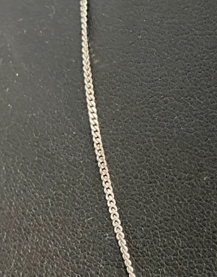 18K White Gold Curb Link Chain Necklace 46cm Long