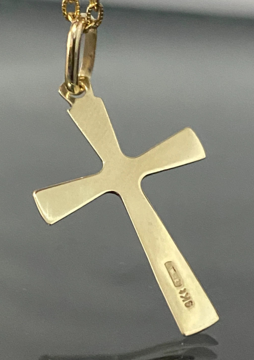 Italian 9K Yellow Gold Cross Pendant 38.50mm High