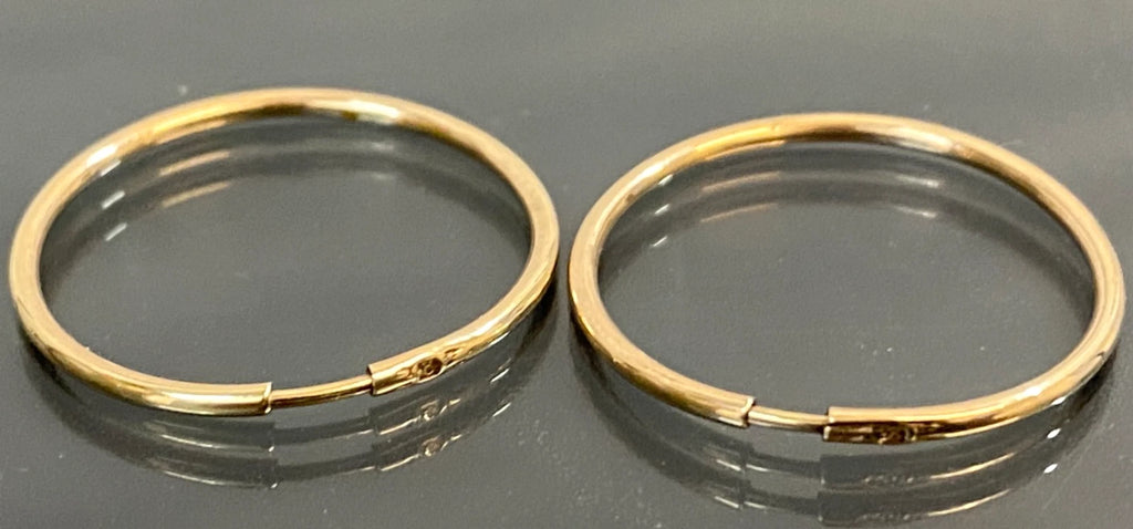9ct Solid Yellow Gold Hoop Earrings 21mm Sleeper Style Classic Hoops