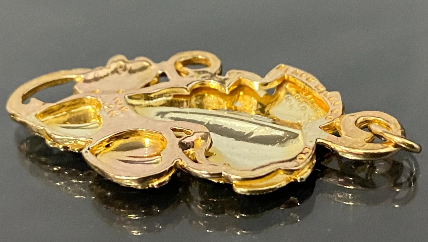 12K Tri-Color Gold With Leaf & Grape Foliate pendant