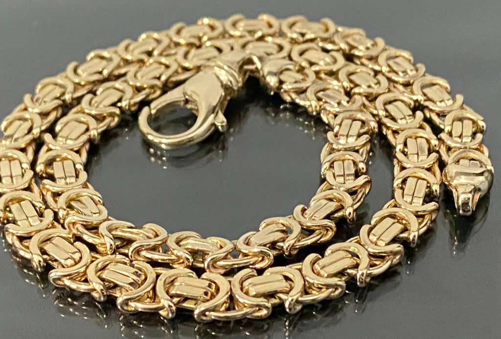 9K Yellow Gold Byzantine Link Chain Necklace