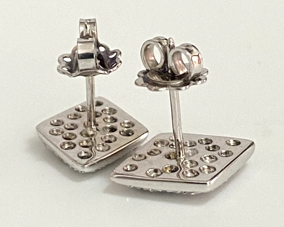 900 Platinum 0.70CT Diamond Rhombus-Shaped Cluster Stud Earrings 15.0mm