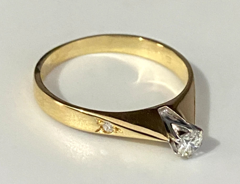 Vintage 18K Yellow Gold & Diamond Engagement Ring Size K - 5 1/4