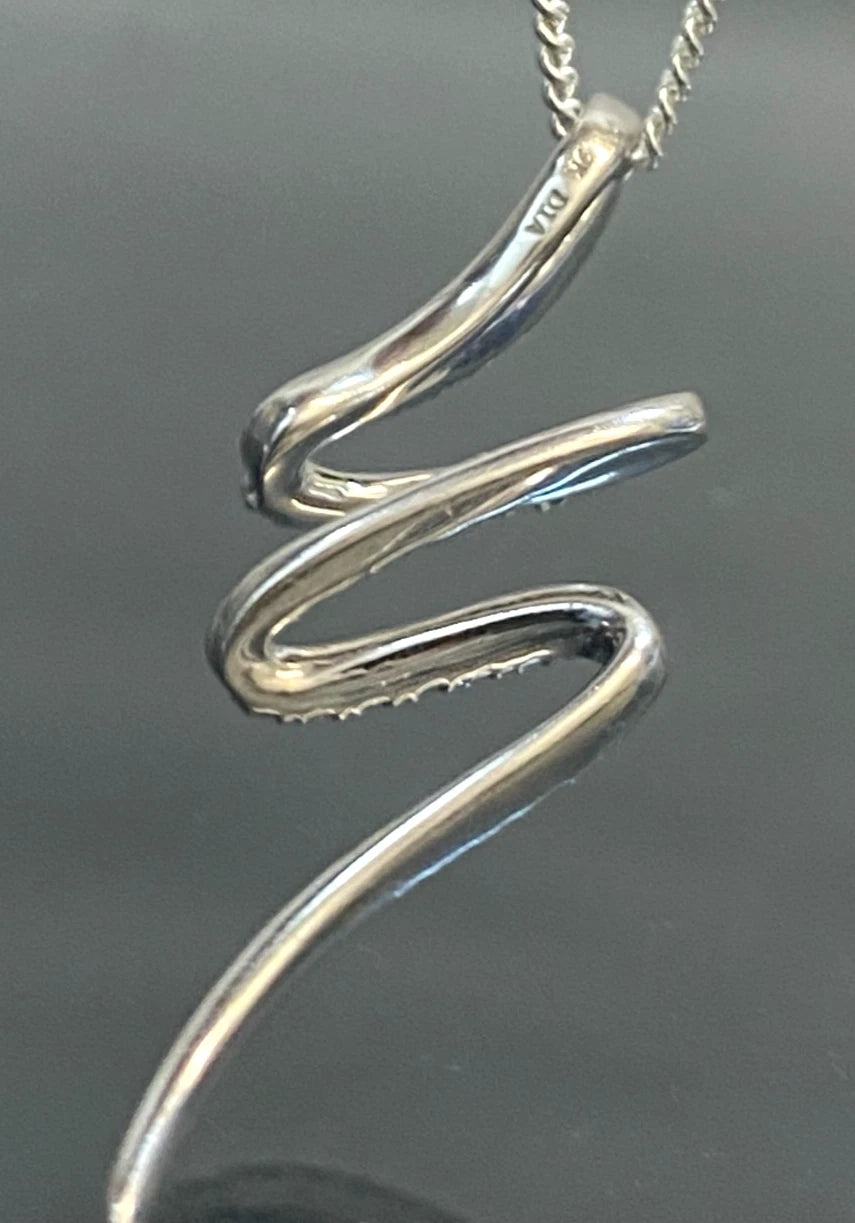 9K White Gold & 0.25CT Diamond Swirl Drop Pendant 36mm