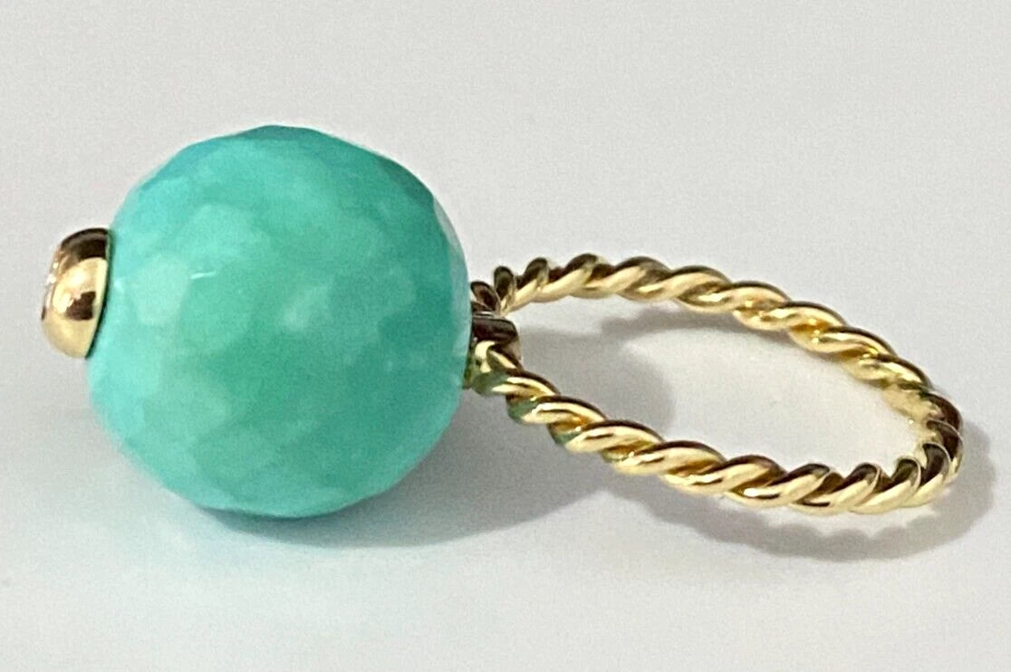 14K Yellow Gold W/Green Stone & Diamond Ring Size L - 5 1/2