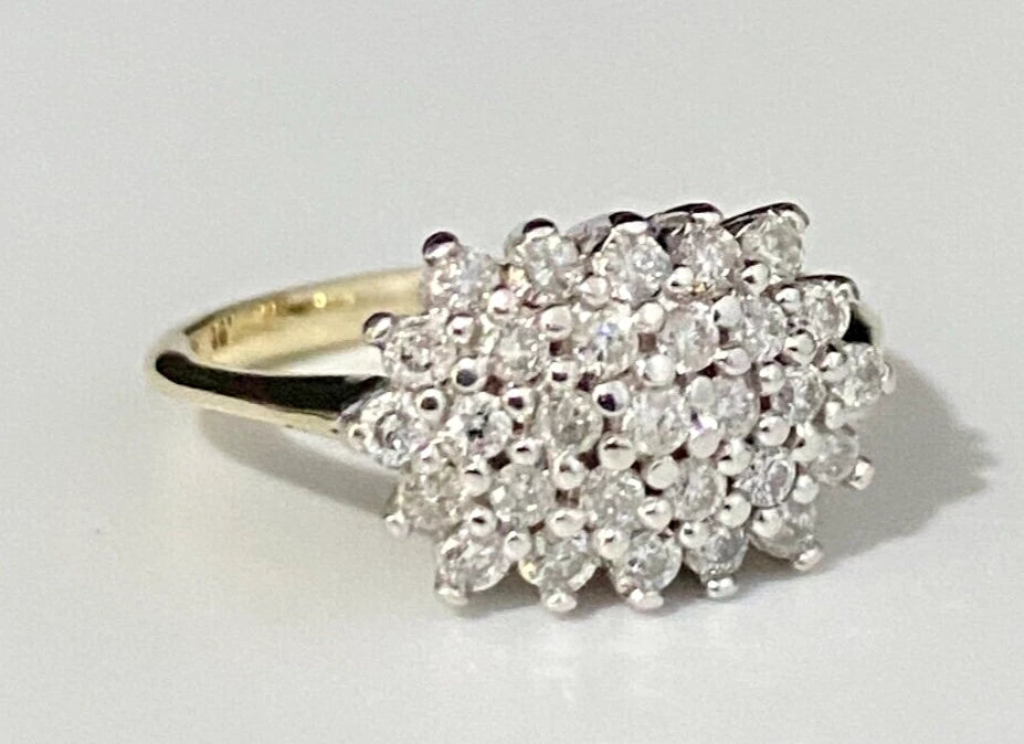 9K Yellow Gold & 0.50CT Diamond Cluster Ring Size K - 5 1/8