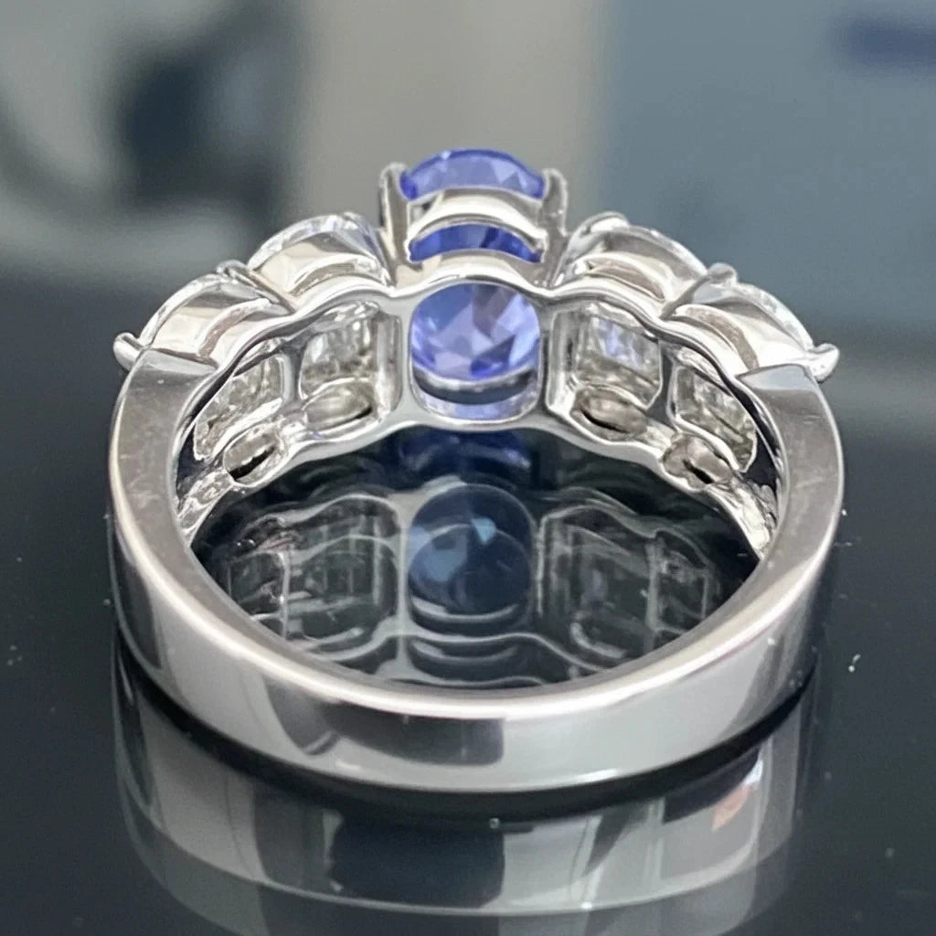 14K White Gold Tanzanite & Diamond Dress Ring - 1.20ct Diamond Size M (US 6.25)