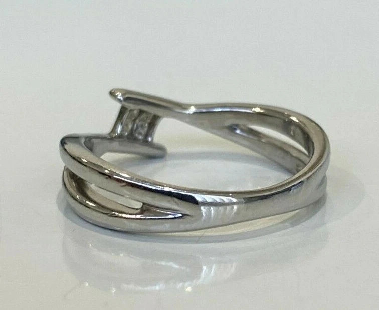 9K White Gold & Princess Cut Diamond Ring Size K 1/2 - 5 3/8