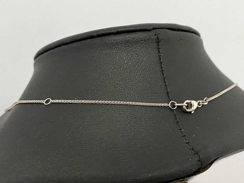 18K White Gold Wheat Link Chain Necklace 46cm Long