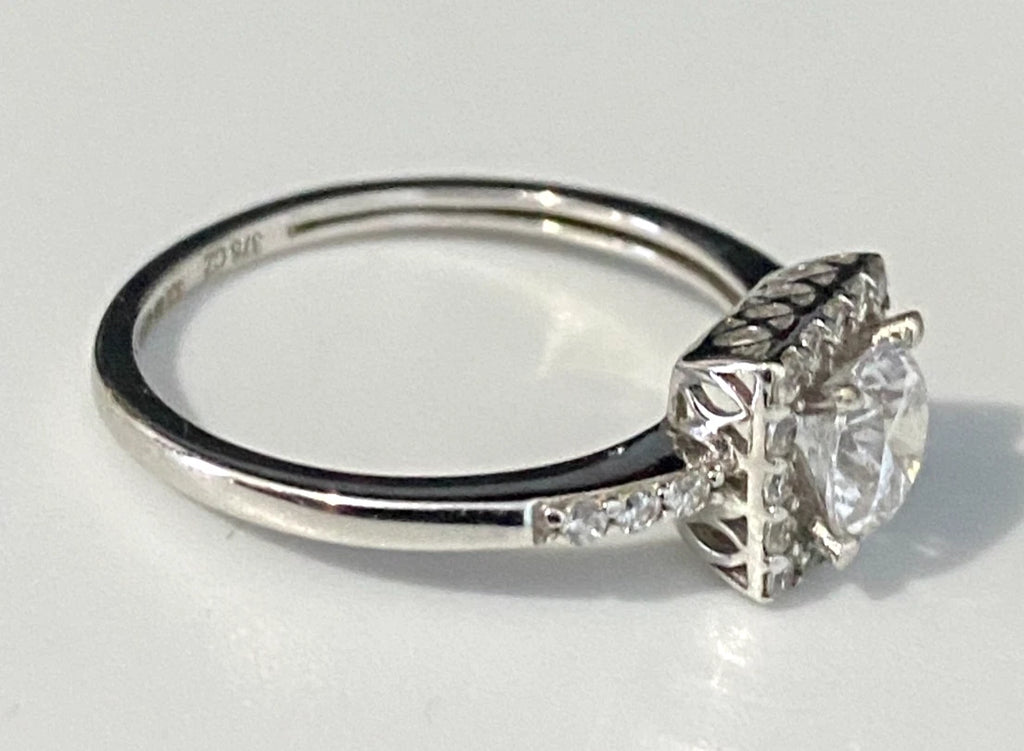 9K White Gold & Cubic Zirconia Engagement Ring size M 1/2 - 6 1/4
