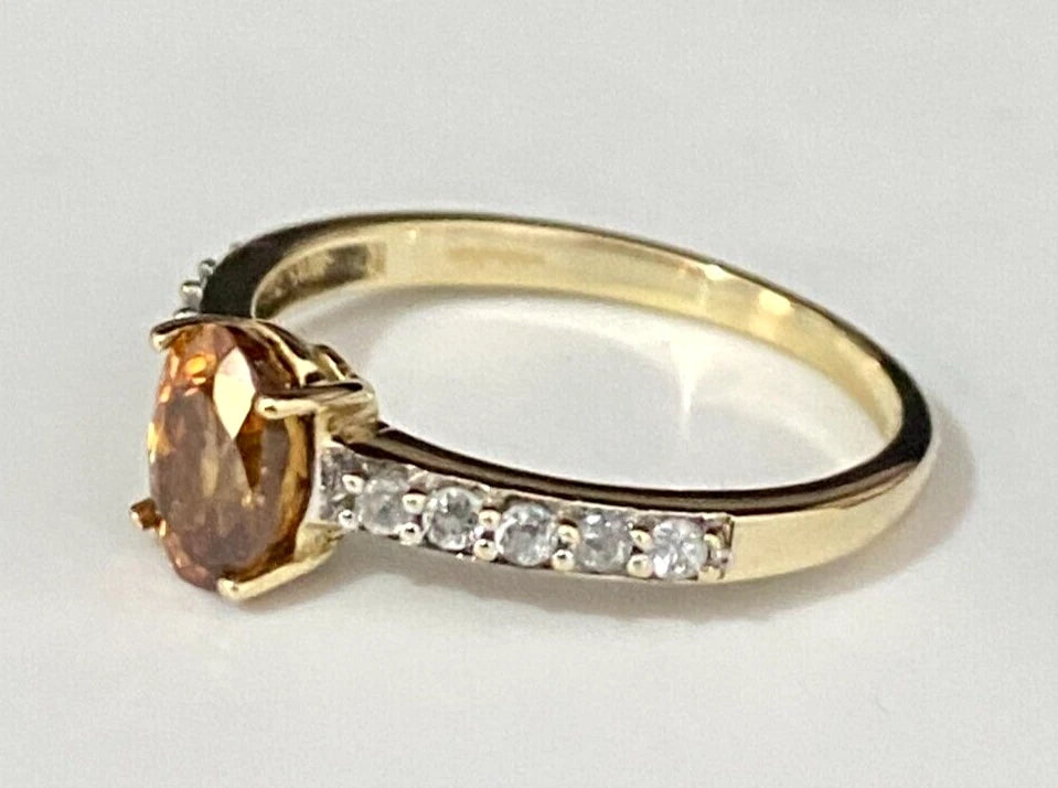 9K Yellow Gold & 1.47CT Natural Zircon Ring Size N 1/2 - 6 3/4
