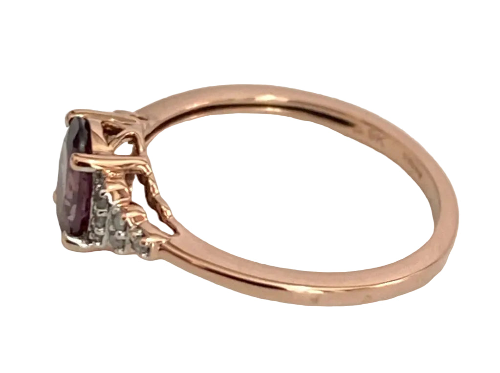 9ct Rose Gold Spinel & Diamond Engagement Ring Size J (US 4.75)