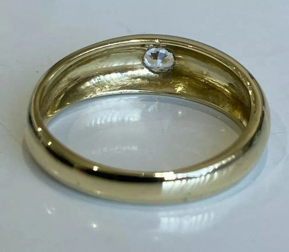 14K Yellow Gold & Cubic Zirconia Flush Set Ring Size M 1/2 - 6 1/4