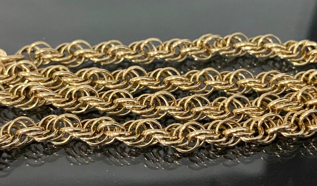 9K Yellow Gold Rope Link Chain Necklace 43cm Long
