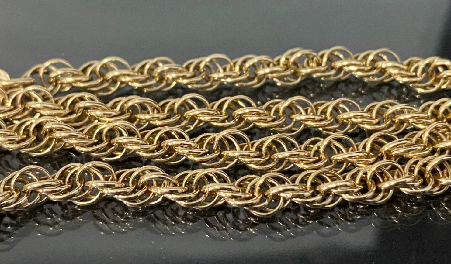 9K Yellow Gold Rope Link Chain Necklace 43cm Long
