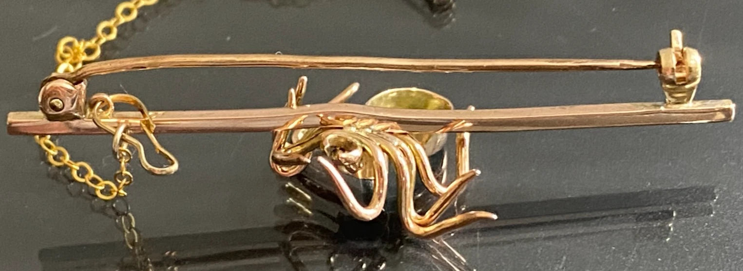 Antique Edwardian 9K Rose Gold Spider Brooch - 57mm