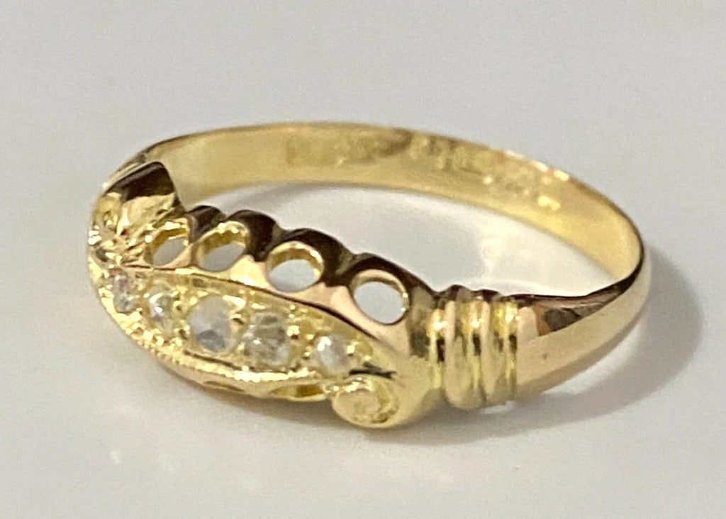 Antique 18K Yellow Gold & Rose Cut Diamond Ring C1919 Size L 1/2 - 6