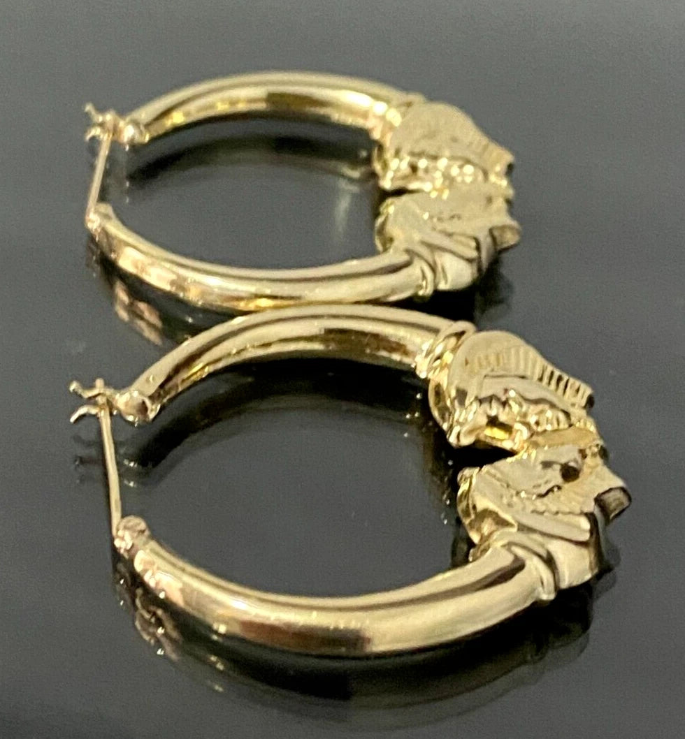 Large 14K Yellow Gold Pharaoh Creole Earrings