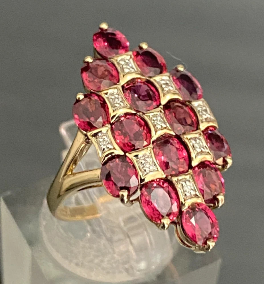 9ct Yellow Gold with 3.50CT Ruby & Diamond Statement Ring Size N (US 6.75)