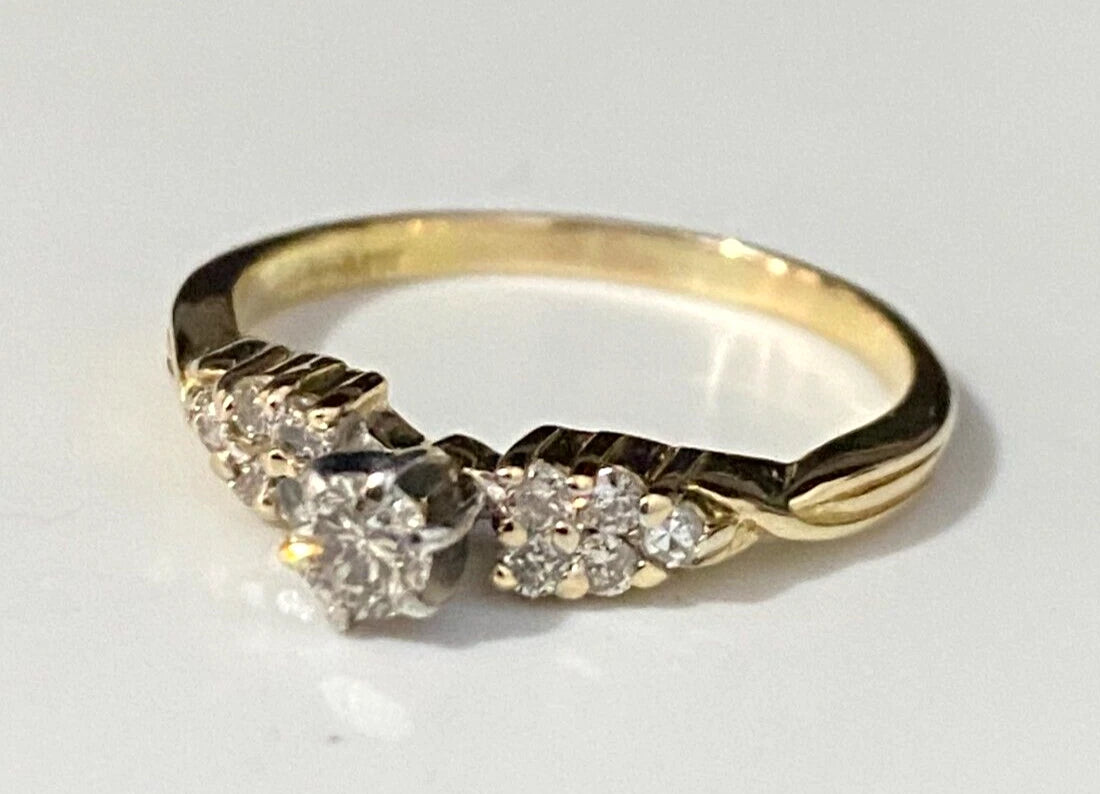 14K Yellow Gold & 0.30CT Diamond Engagement Ring Size P 1/2 - 7 3/4