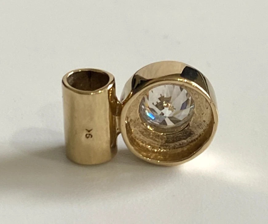 9K Yellow Gold & Cubic Zirconia Single Stone Pendant
