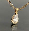 9K Yellow Gold & Pear Shape Cubic Zirconia Single Stone Pendant